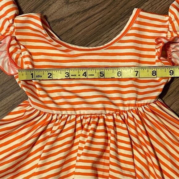 Dot Dot Smile Ruffle Short Sleeve Twirl Dress Orange White Size 6-12 Months - Picture 7 of 10